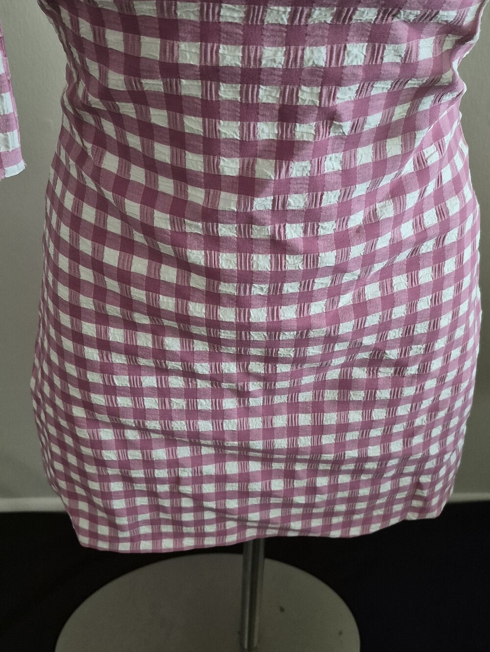 S) NWT Zara Gingham Pink/White Check Dress with Bows - Picture 5 of 9